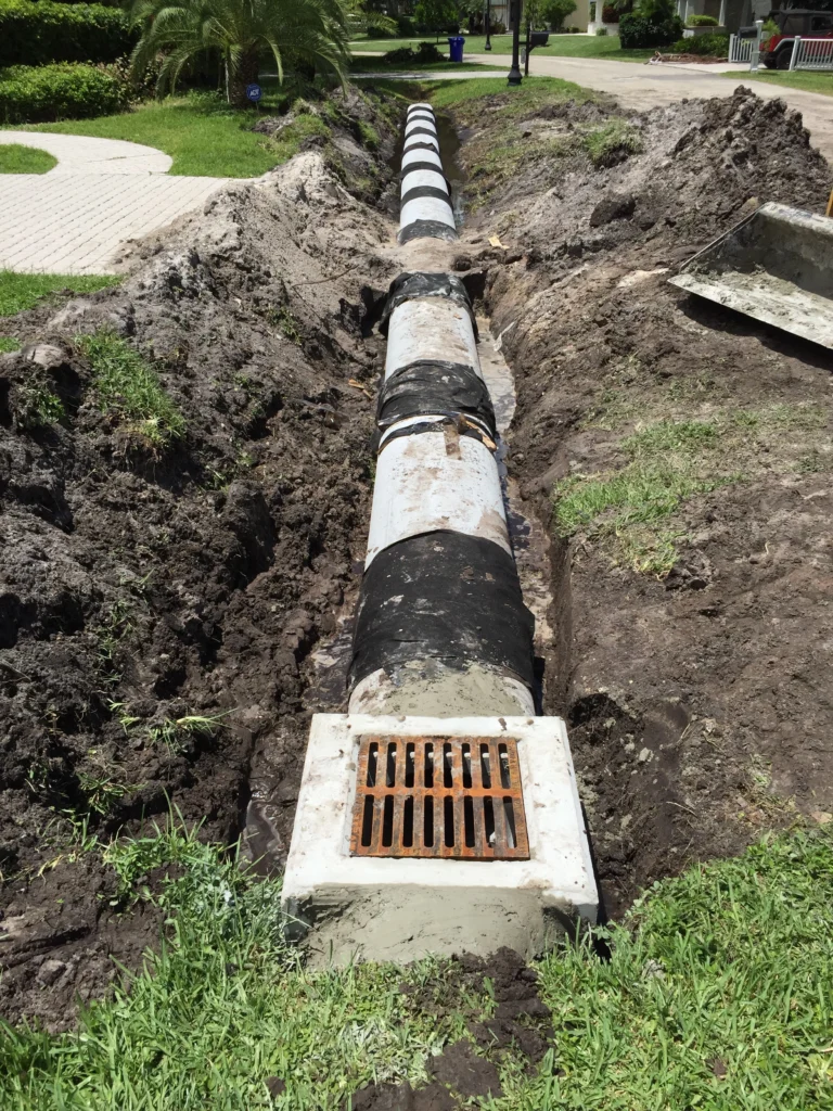 underground utilties contractor installs catch basin in cape coral