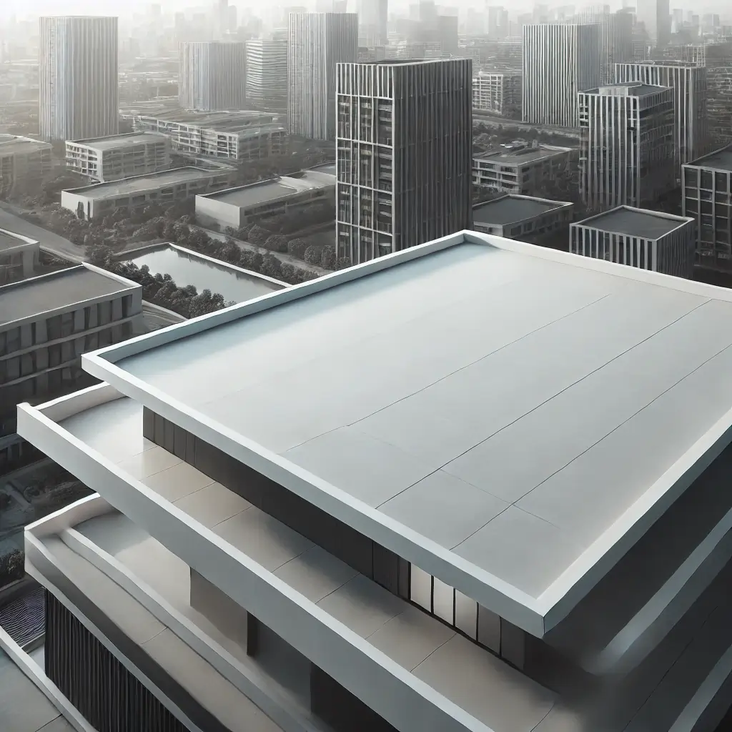 Flat roof on a modern building