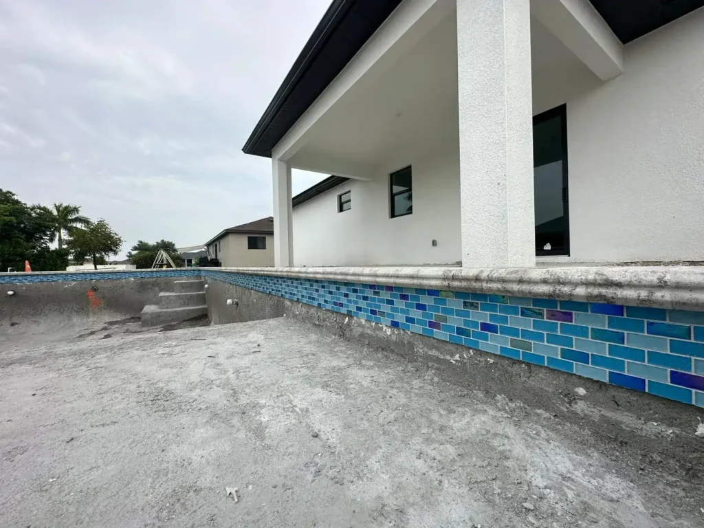 Recently installed pool tile.