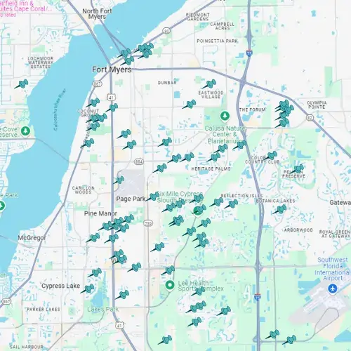 Map showing Tarpon Gulf project locations in Fort Myers.