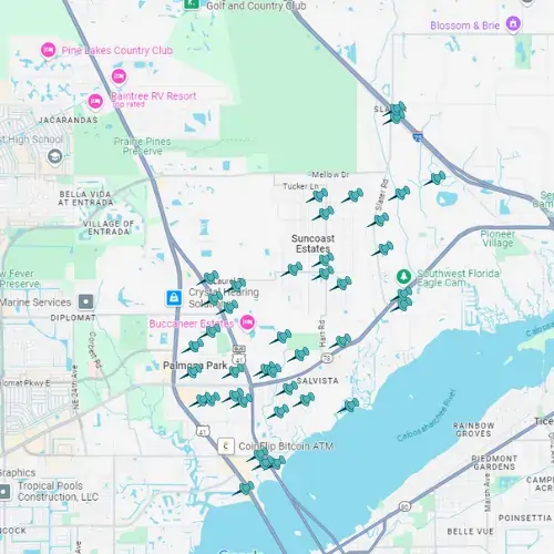 Map showing Tarpon Gulf project locations in North Fort Myers.