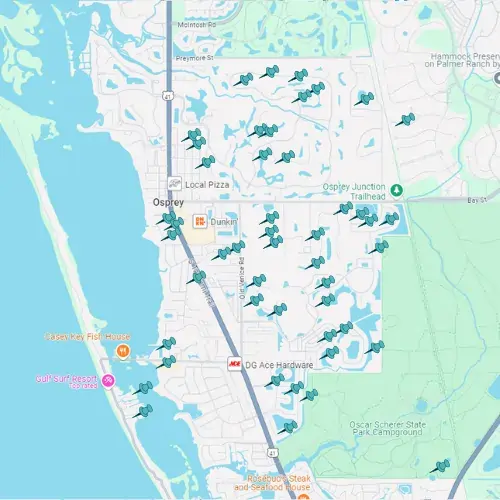 Map showing Tarpon Gulf project locations in Osprey.