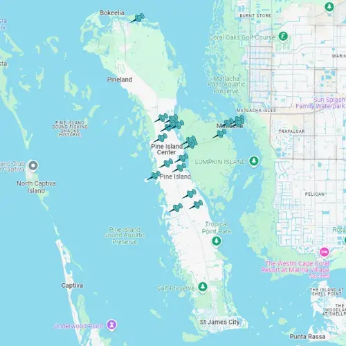 Map showing Tarpon Gulf project locations in Pine Island.