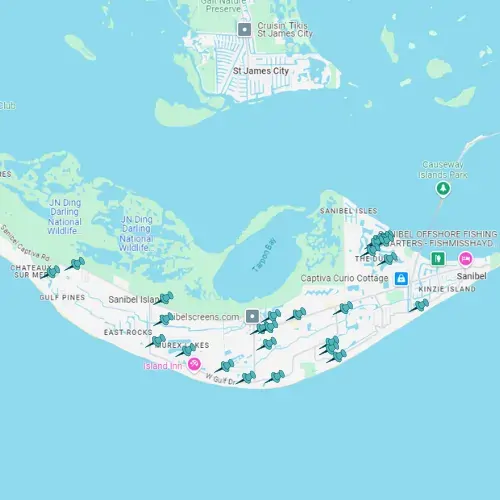 Map showing Tarpon Gulf project locations in Sanibel.