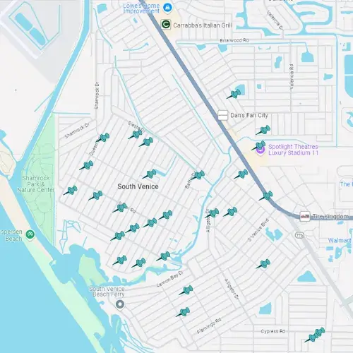 Map showing Tarpon Gulf project locations in South Venice.