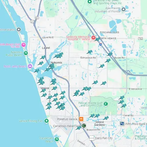 Map showing Tarpon Gulf project locations in Venice.