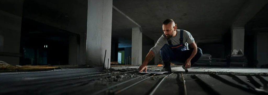 A contractor meticulously examines a construction site during an on-site visit and evaluation.