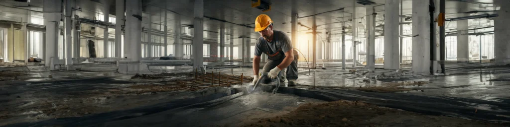 Contractor carefully stripping formwork and ensuring proper curing for a newly constructed concrete foundation.